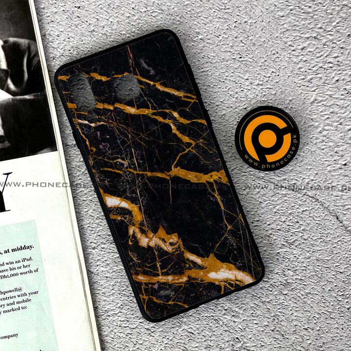 Samsung Galaxy A8 Star(A9 Star) - Golden Black Marble - Premium Printed Glass soft Bumper Shock Proof Case