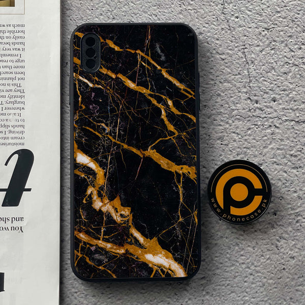 iPhone XS Max - Golden Black Marble - Premium Metal Printed soft Bumper shock Proof Case