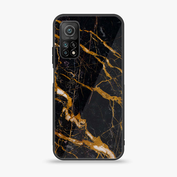 Xiaomi Mi 10T - Golden Black Marble - Premium Printed Glass soft Bumper Shock Proof Case CS-40668