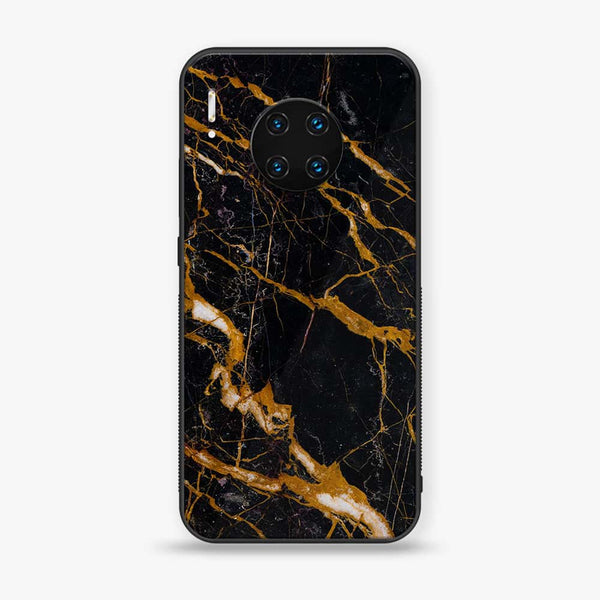 Huawei Mate 30 Pro - Golden Black Marble - Premium Printed Glass soft Bumper shock Proof Case