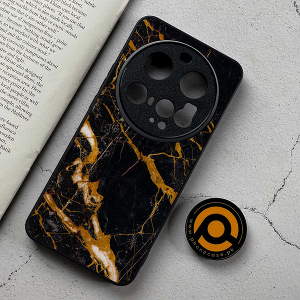 Xiaomi 15 Ultra - Golden Black Marble - Premium Metal Printed Soft Bumper Shockproof Case