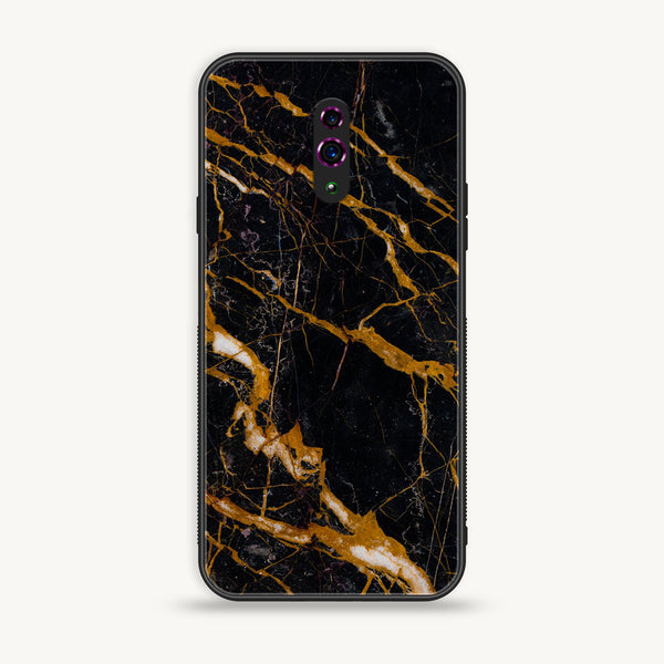 OPPO Reno - Golden Black Marble - Premium Printed Glass Case