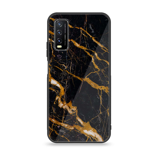 VIVO Y20/Y11S/Y12S/Y20A/Y20S/Y12A - Golden Black Marble - Premium Metal Printed soft Bumper shock Proof Case  CS-29826