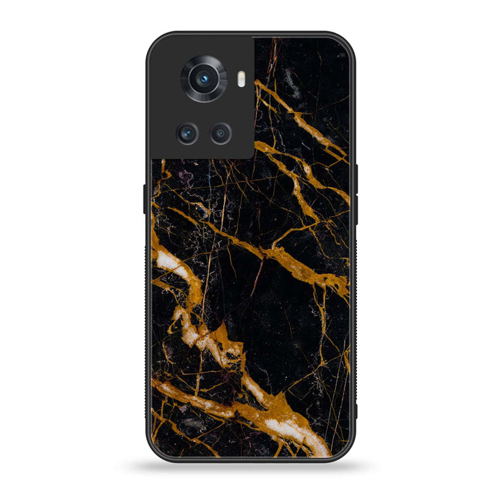 ONEPLUS ACE 5G - Golden Black Marble -  Premium Metal Printed soft Bumper Shock Proof Case