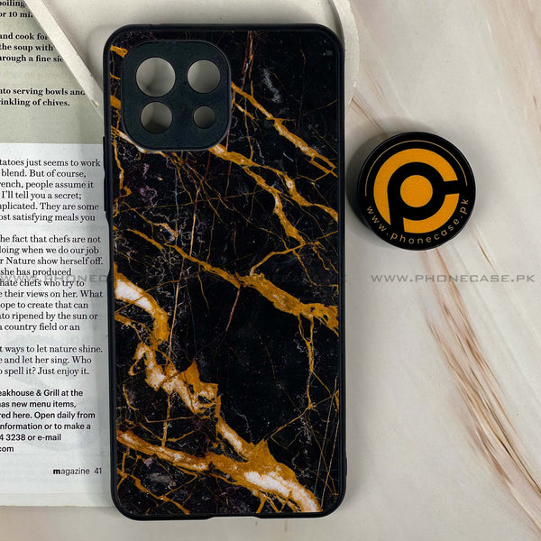 Mi 11 Lite - Golden Black Marble - Premium Printed Glass soft Bumper Shock Proof Case