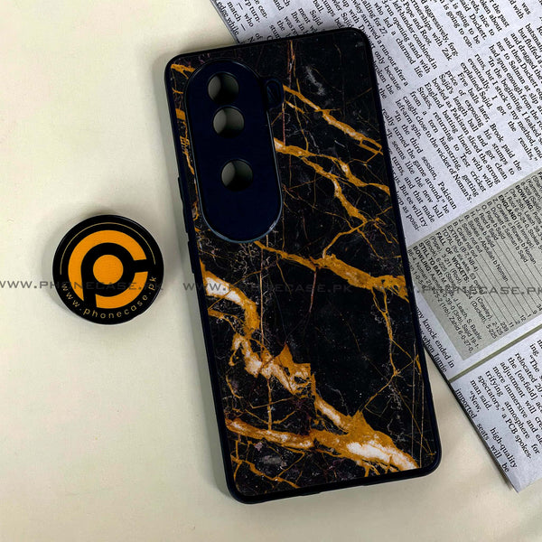 Vivo V40e - Golden Black Marble - Premium Printed Glass soft Bumper shock Proof Case