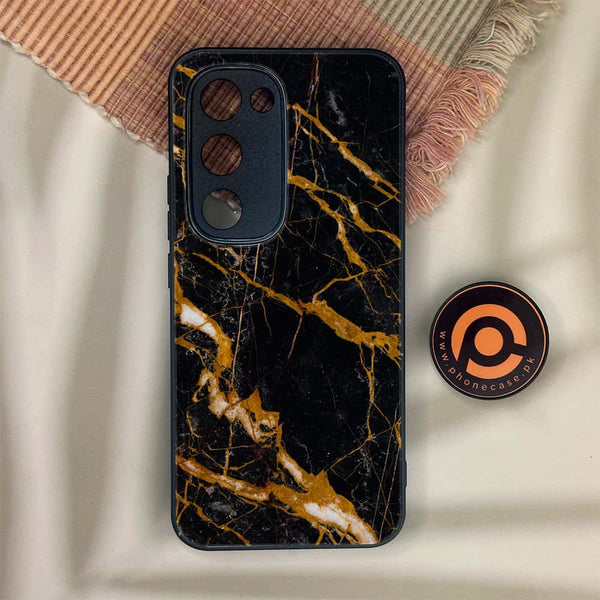 Tecno Spark 40 Pro Plus - Golden Black Marble - Premium Metal Printed soft Bumper shock Proof Case