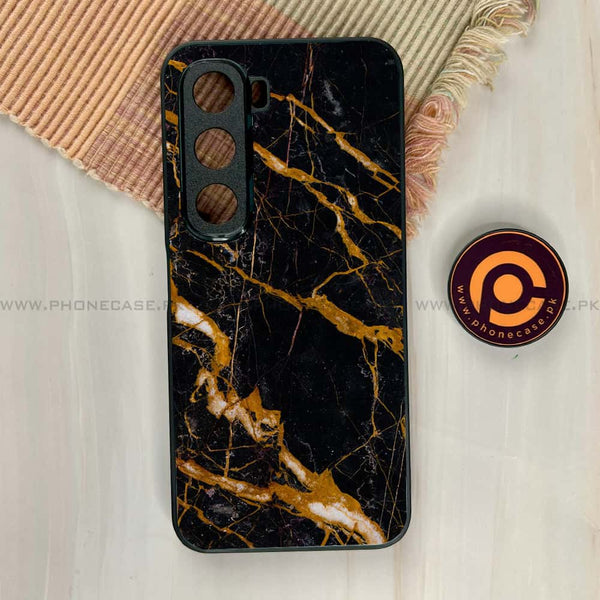 Infinix Hot 60i - Golden Black Marble - Premium Metal Printed soft Bumper shock Proof Case CS-40742
