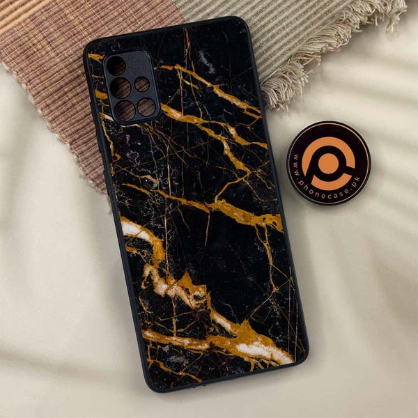 Samsung Galaxy A71 - Golden Black Marble - Premium Metal Printed soft Bumper shock Proof Case