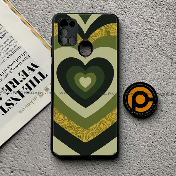 Samsung Galaxy A21s - Heart Beat 2.0 Series - Premium Printed Glass soft Bumper shock Proof Case
