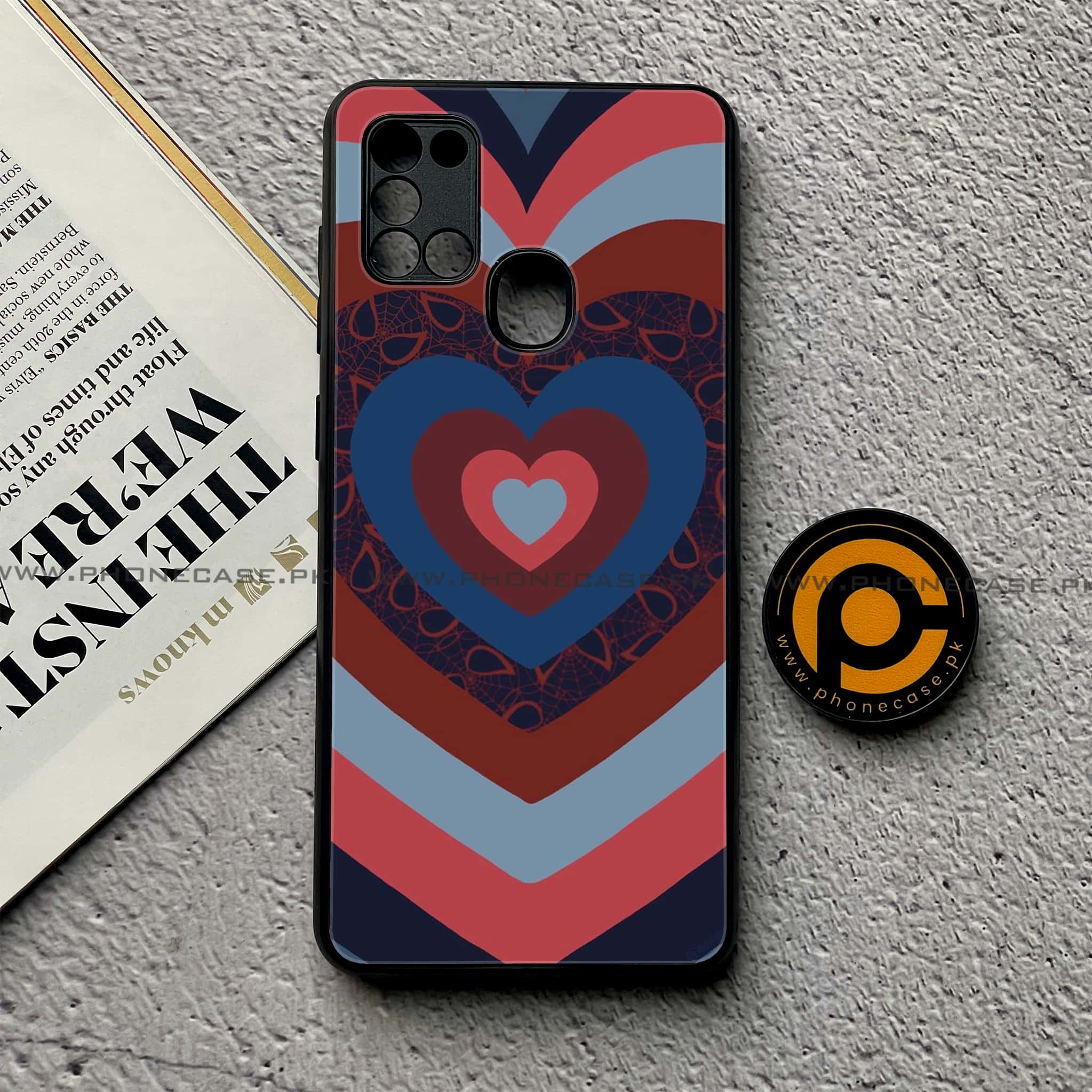 Samsung Galaxy A21s - Heart Beat 2.0 Series - Premium Printed Glass soft Bumper shock Proof Case