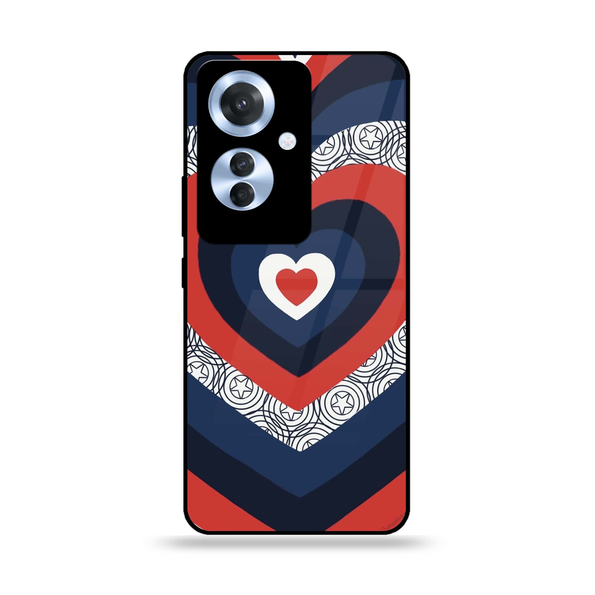 Oppo Reno 11F - Heart Beat 2.0 Series - Premium Printed Glass soft Bumper shock Proof Case