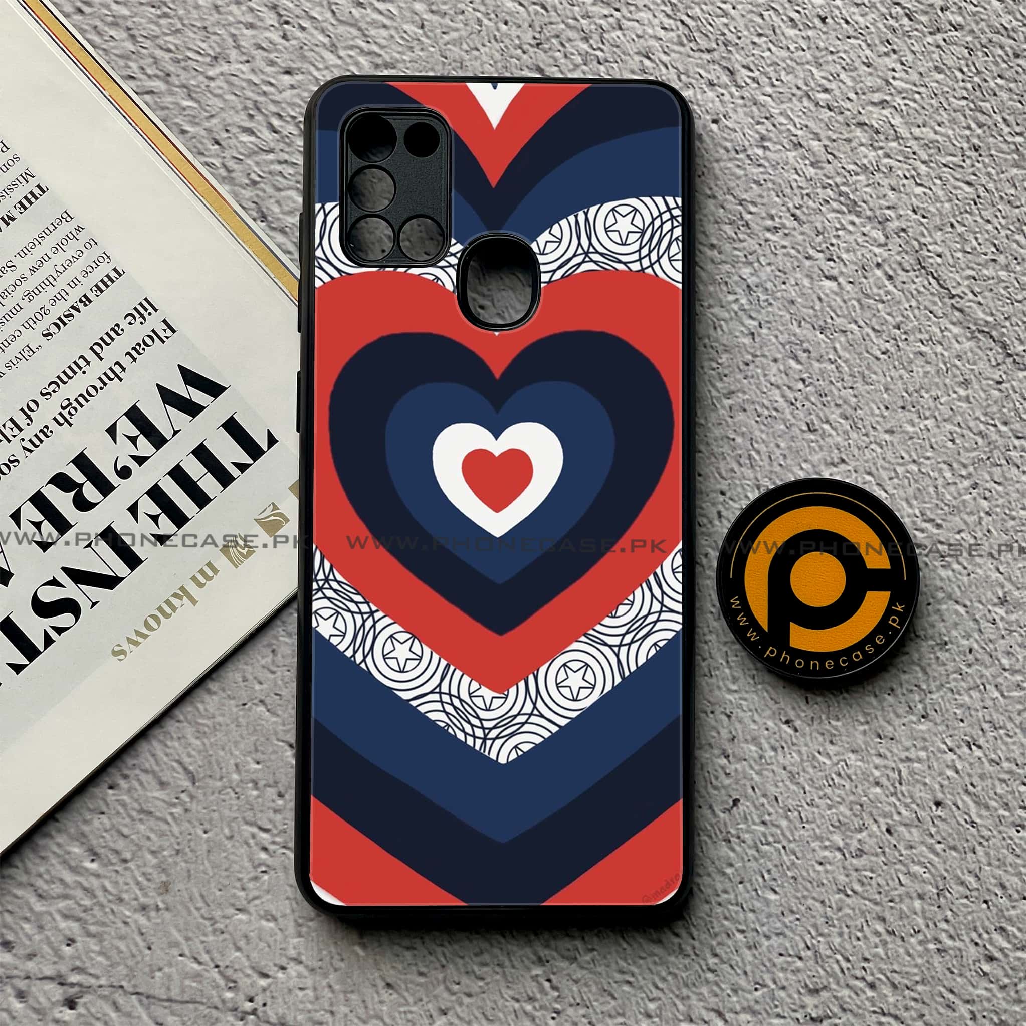 Samsung Galaxy A21s - Heart Beat 2.0 Series - Premium Printed Glass soft Bumper shock Proof Case
