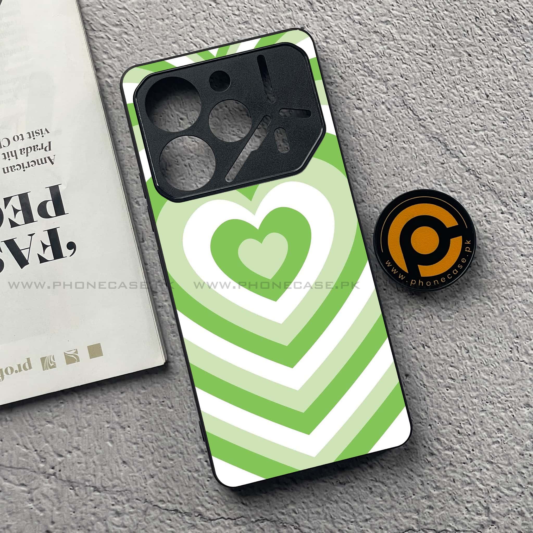 Tecno Pova 6 Pro - Heart Beat Series - Premium Printed Glass soft Bumper shock Proof Case