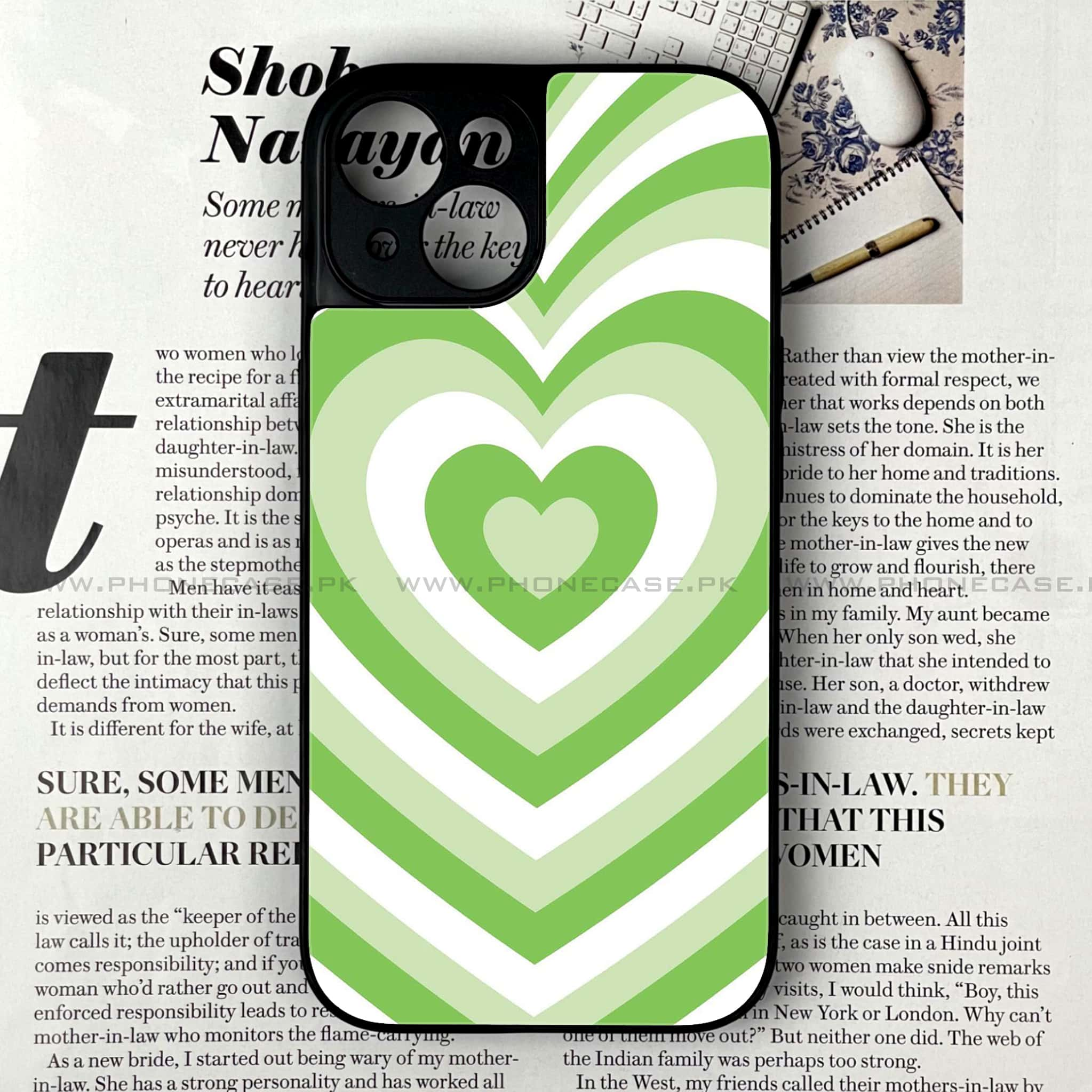 iPhone 14  - Heart Beat Series - Premium Printed Glass soft Bumper shock Proof Case