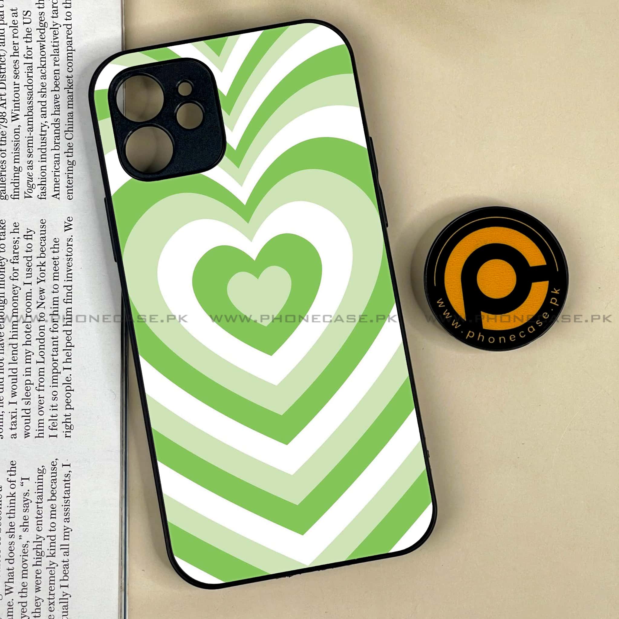 iPhone 12 Heart Beat Series  Premium Printed Glass soft Bumper shock Proof Case