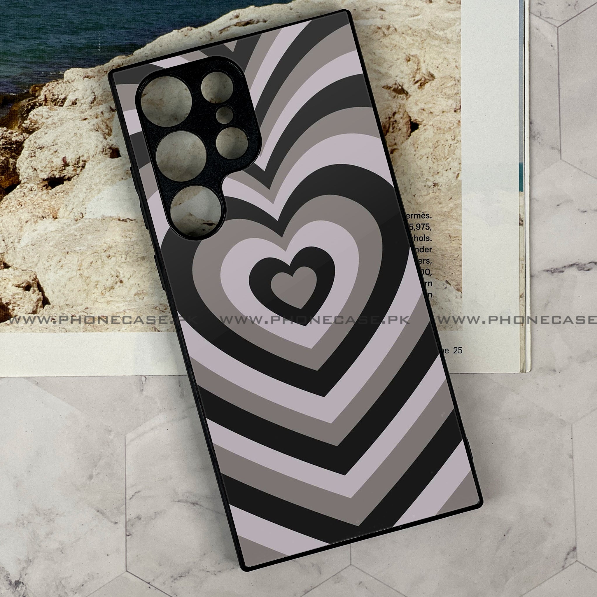 Samsung Galaxy S23 Ultra Heart Beat Series Premium Printed Glass soft Bumper shock Proof Case