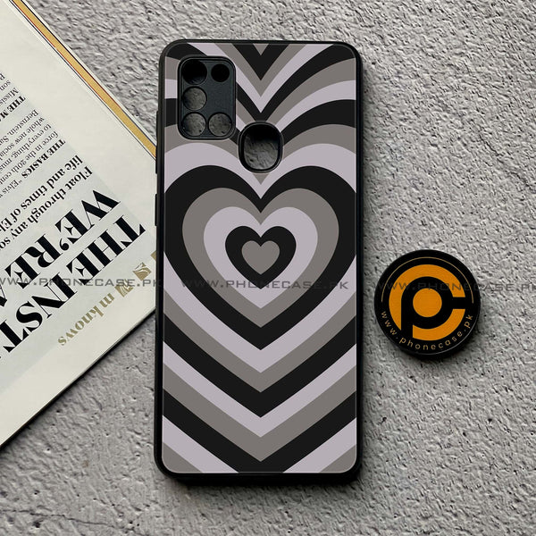 Samsung Galaxy A21s - Heart Beat Design 1- Premium Printed Glass soft Bumper shock Proof Case CS-43757