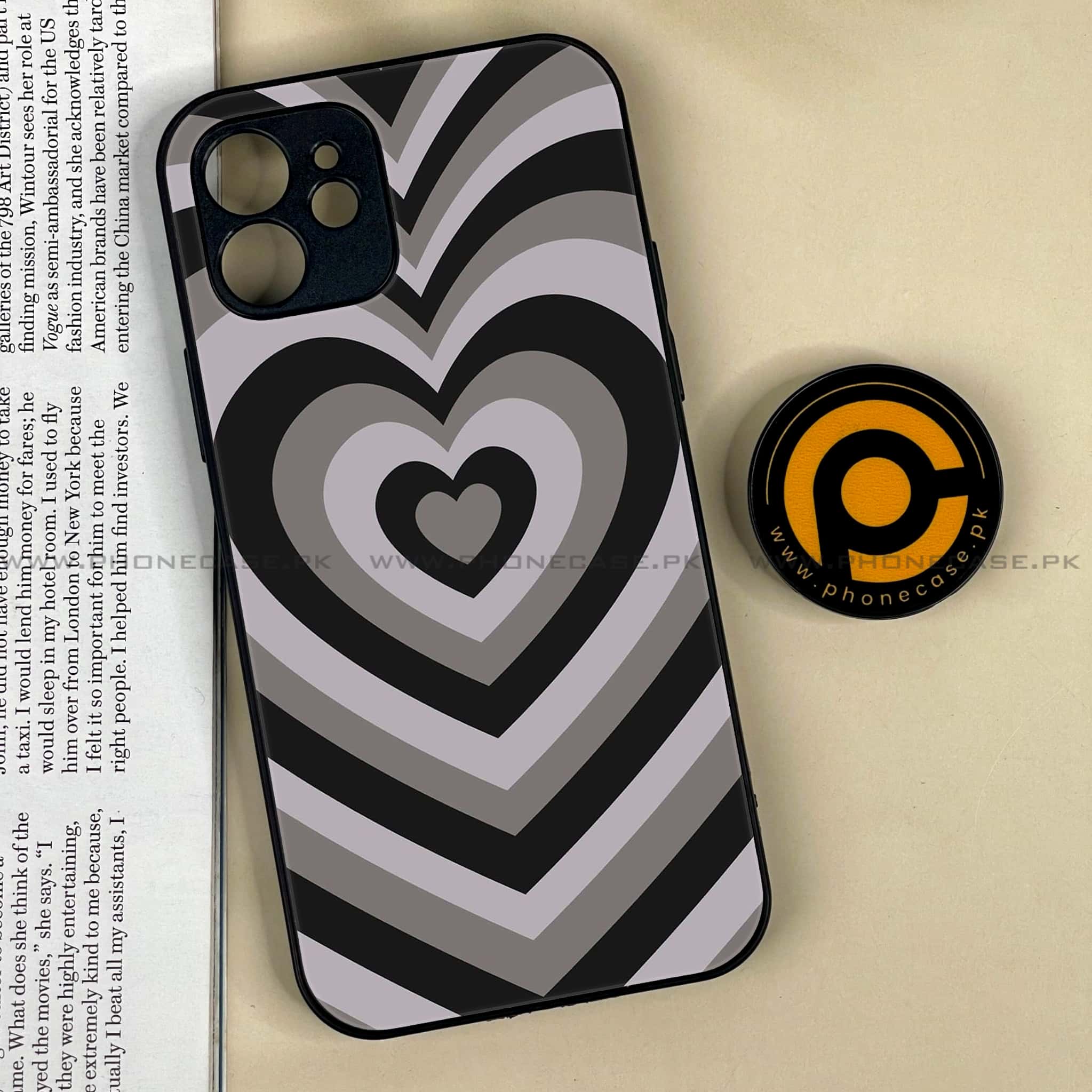 iPhone 12 Heart Beat Series  Premium Printed Glass soft Bumper shock Proof Case