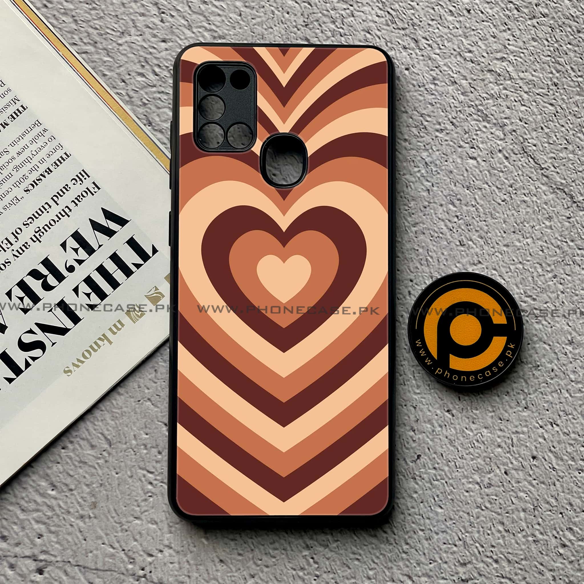 Samsung Galaxy A21s - Heart Beat Series - Premium Printed Glass soft Bumper shock Proof Case