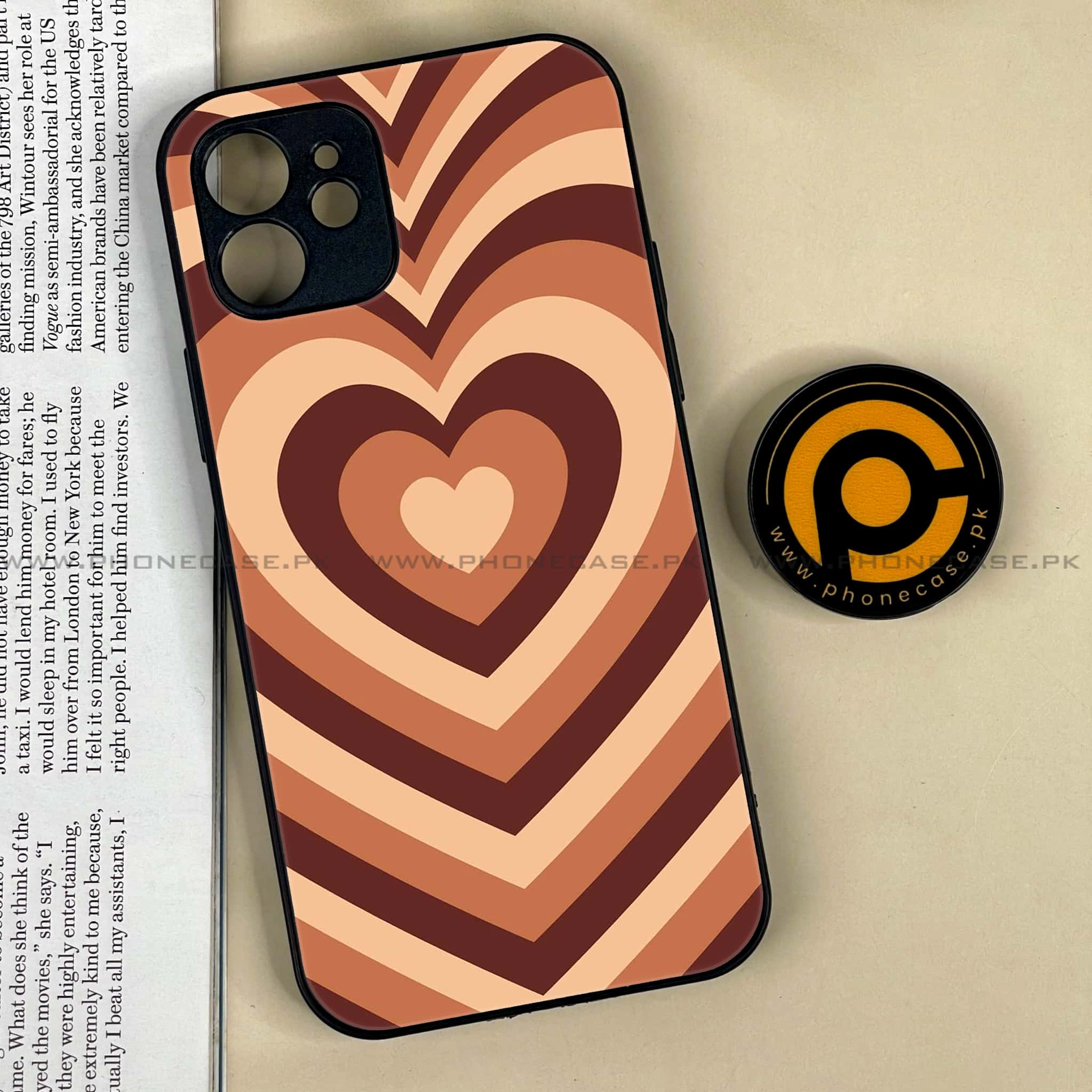 iPhone 12 Heart Beat Series  Premium Printed Glass soft Bumper shock Proof Case