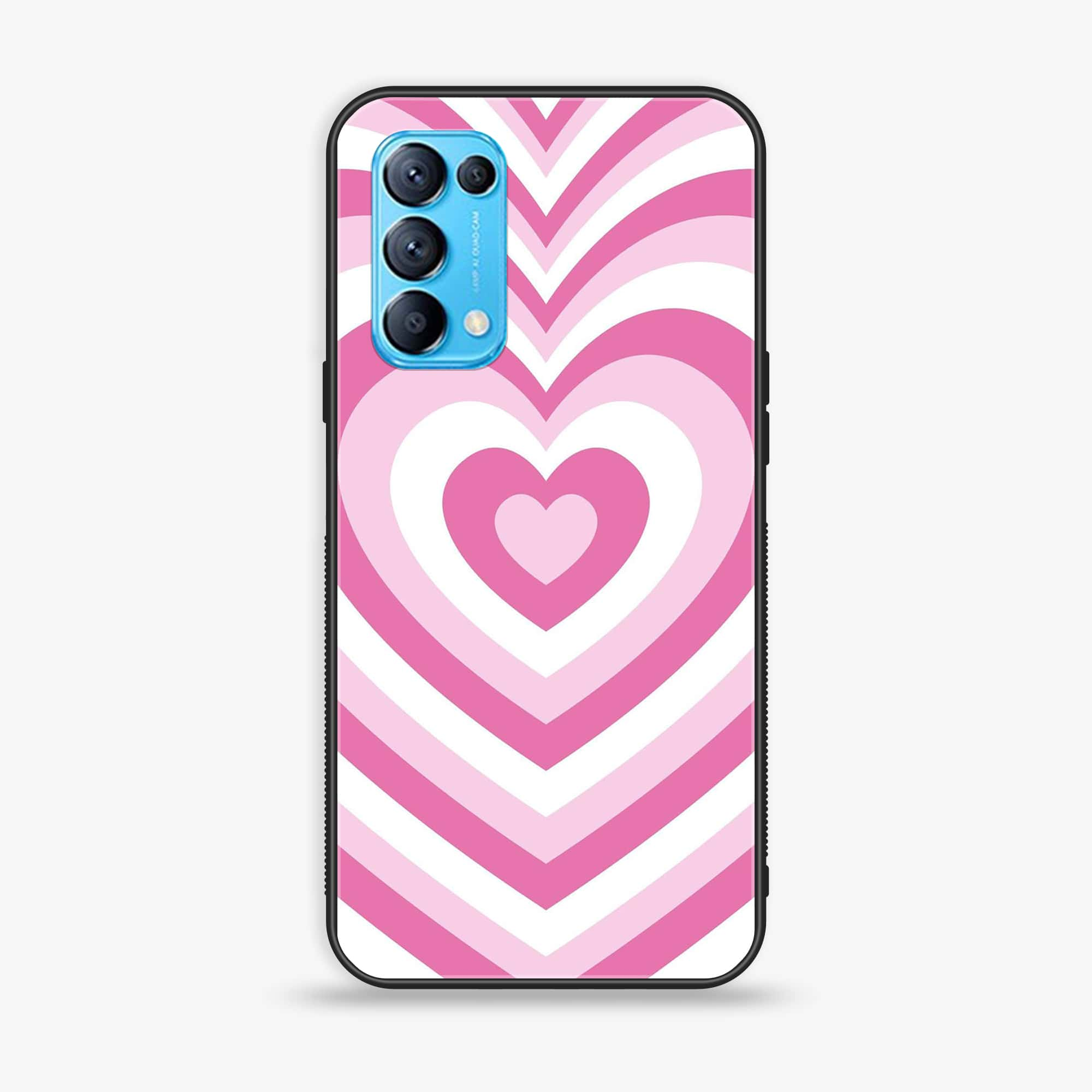 Oppo Reno 5 Heart Beat Series  Premium Printed Glass soft Bumper shock Proof Case