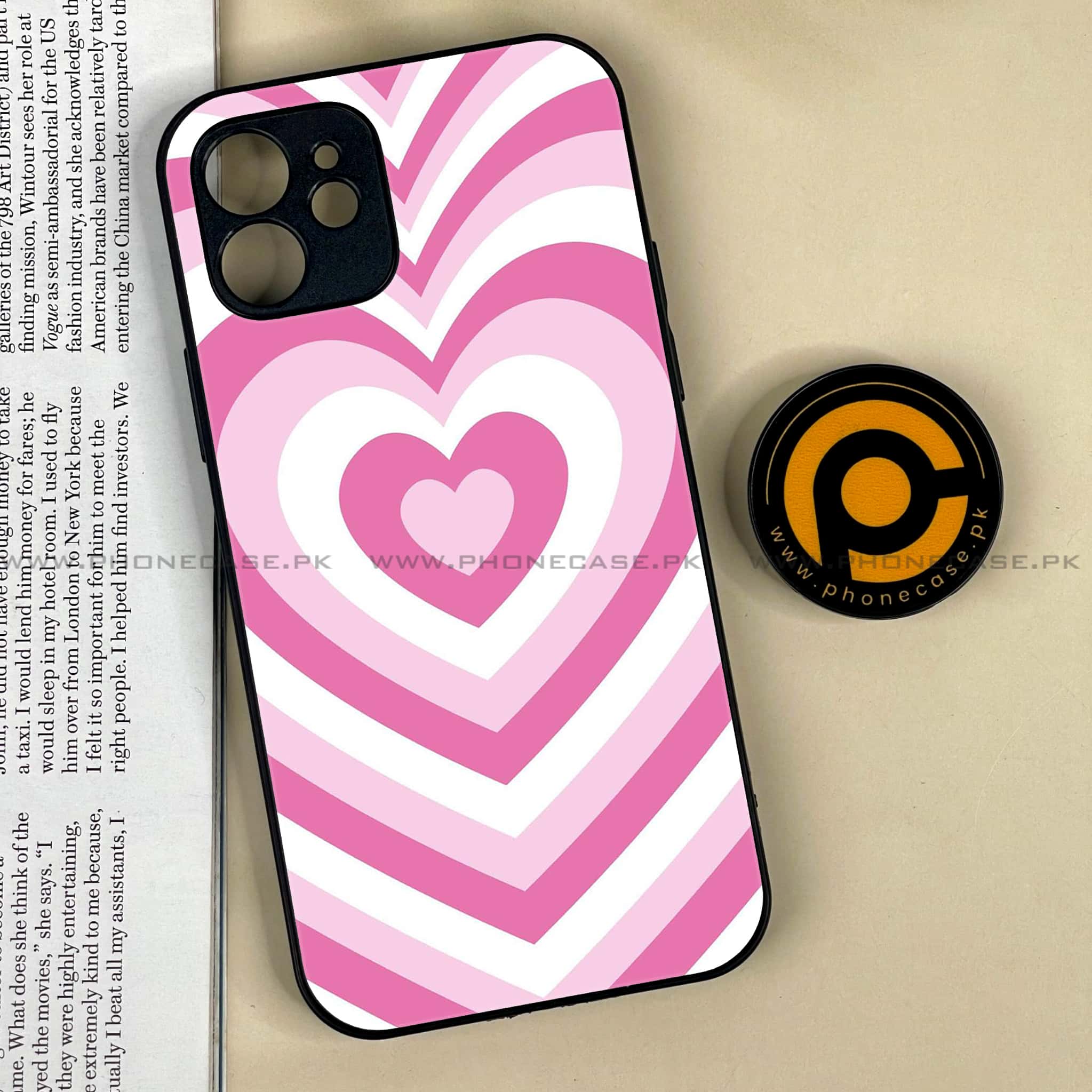 iPhone 12 Heart Beat Series  Premium Printed Glass soft Bumper shock Proof Case