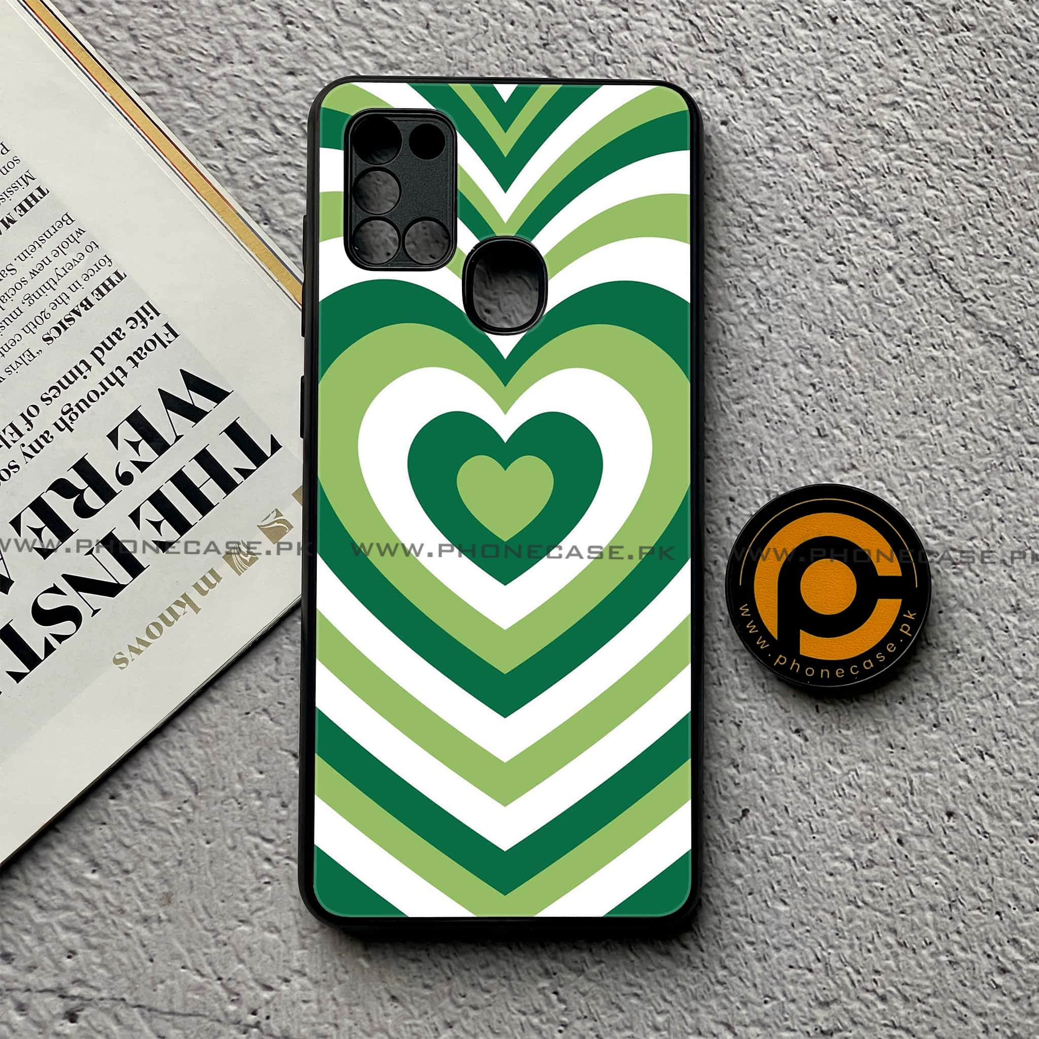 Samsung Galaxy A21s - Heart Beat Series - Premium Printed Glass soft Bumper shock Proof Case