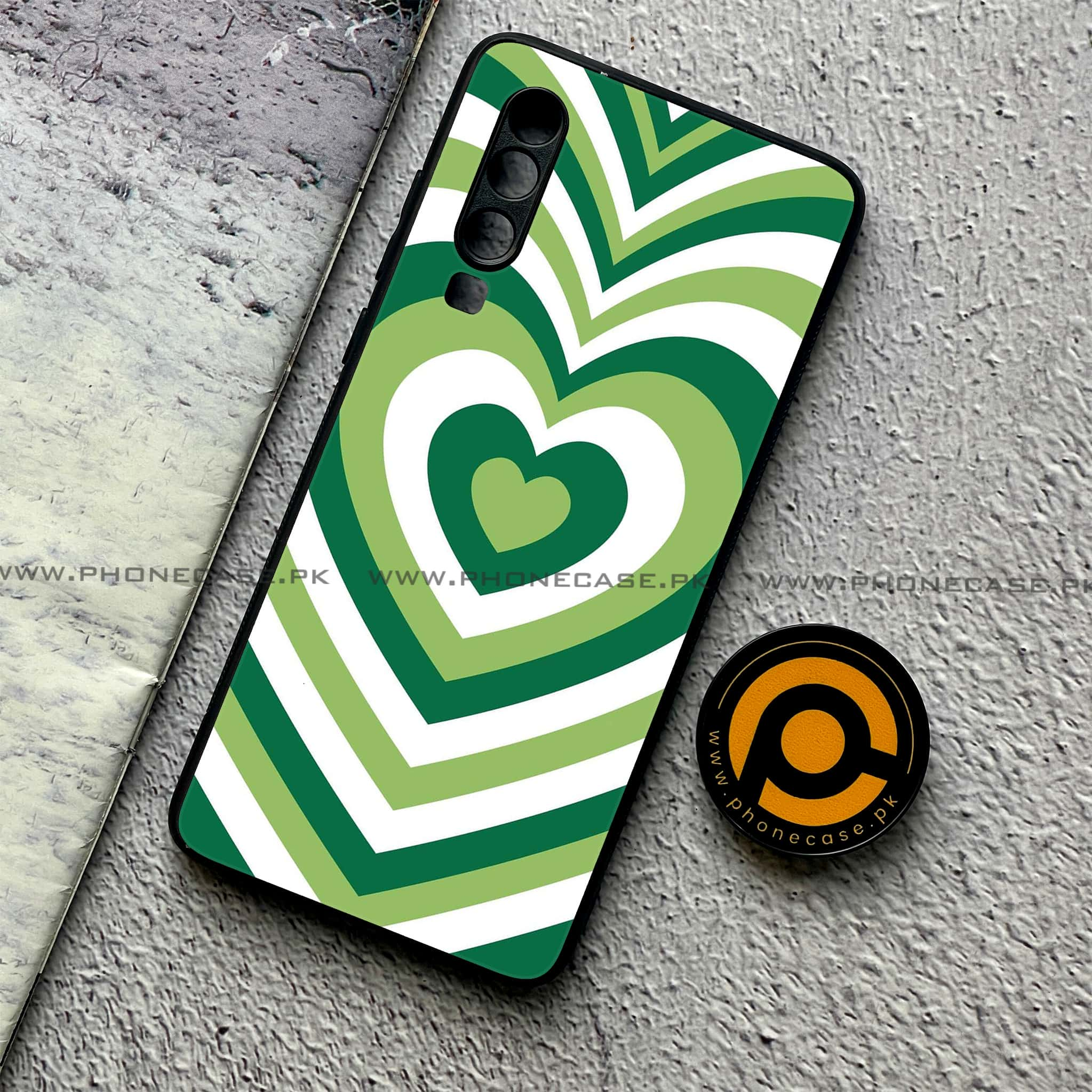 Huawei P30 - Heart Beat Series - Premium Printed Glass soft Bumper shock Proof Case