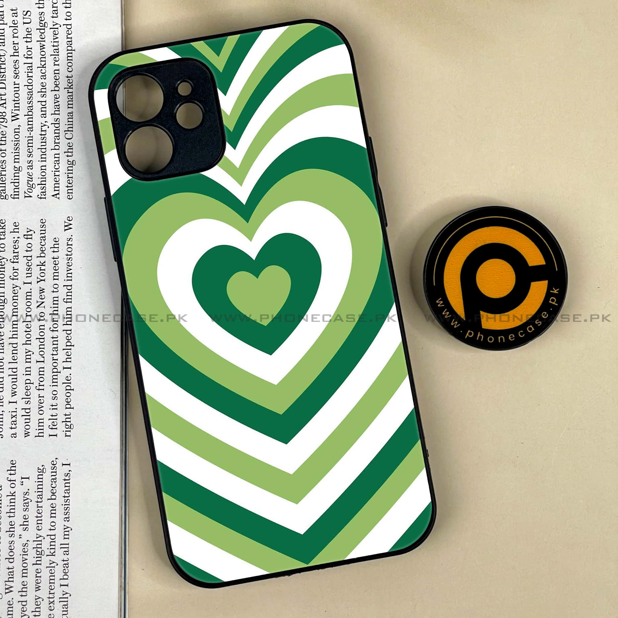 iPhone 12 Heart Beat Series  Premium Printed Glass soft Bumper shock Proof Case