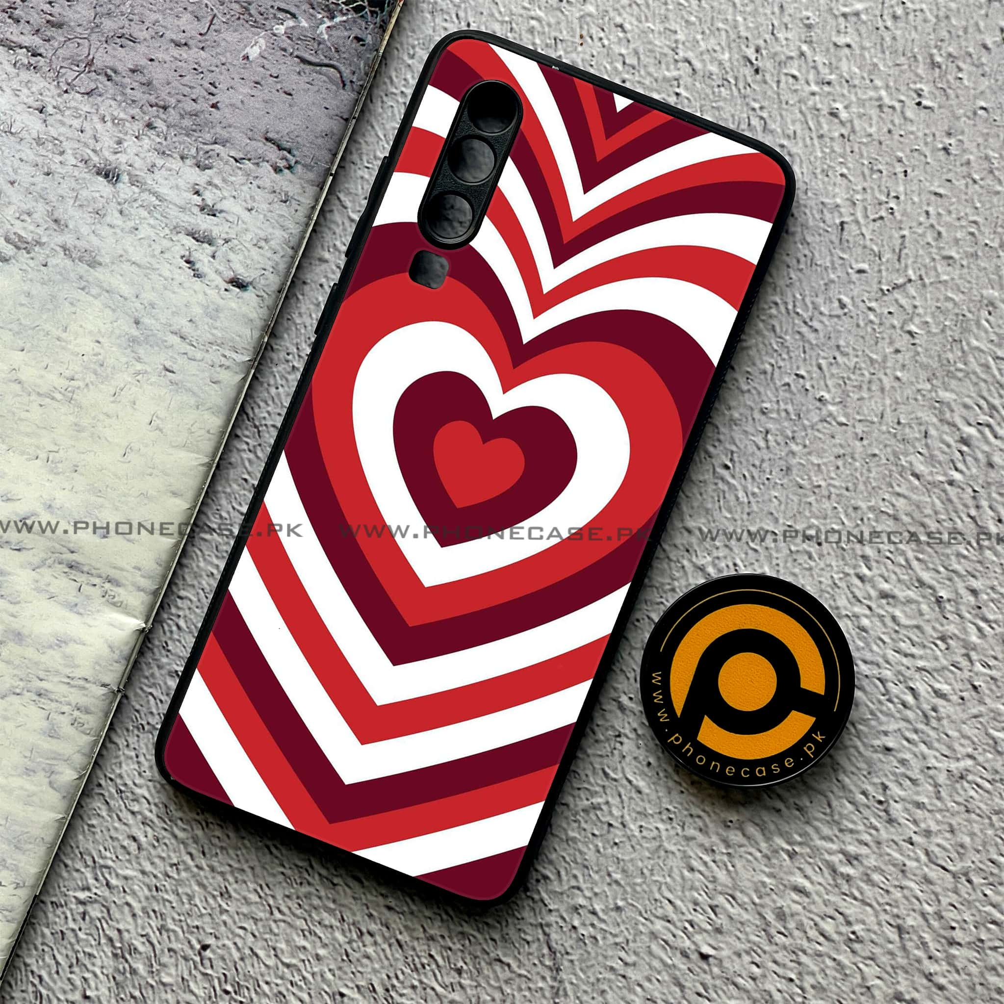 Huawei P30 - Heart Beat Series - Premium Printed Glass soft Bumper shock Proof Case