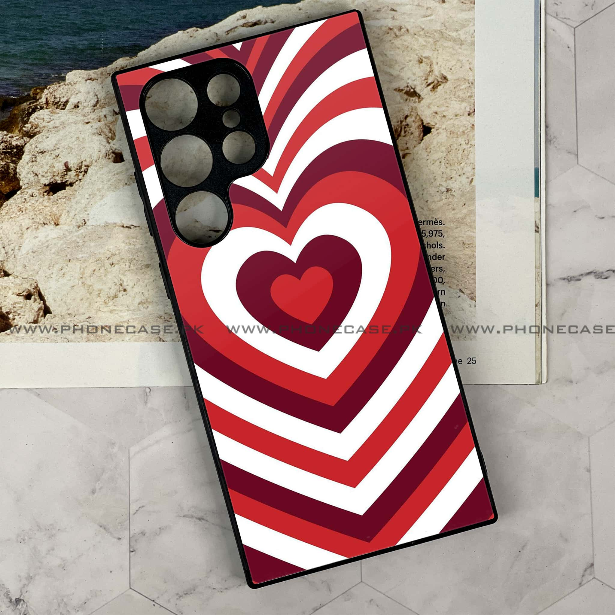 Samsung Galaxy S24 Ultra - Heart Beat Design 2 - Premium Printed Glass soft Bumper shock Proof Case CS-9347