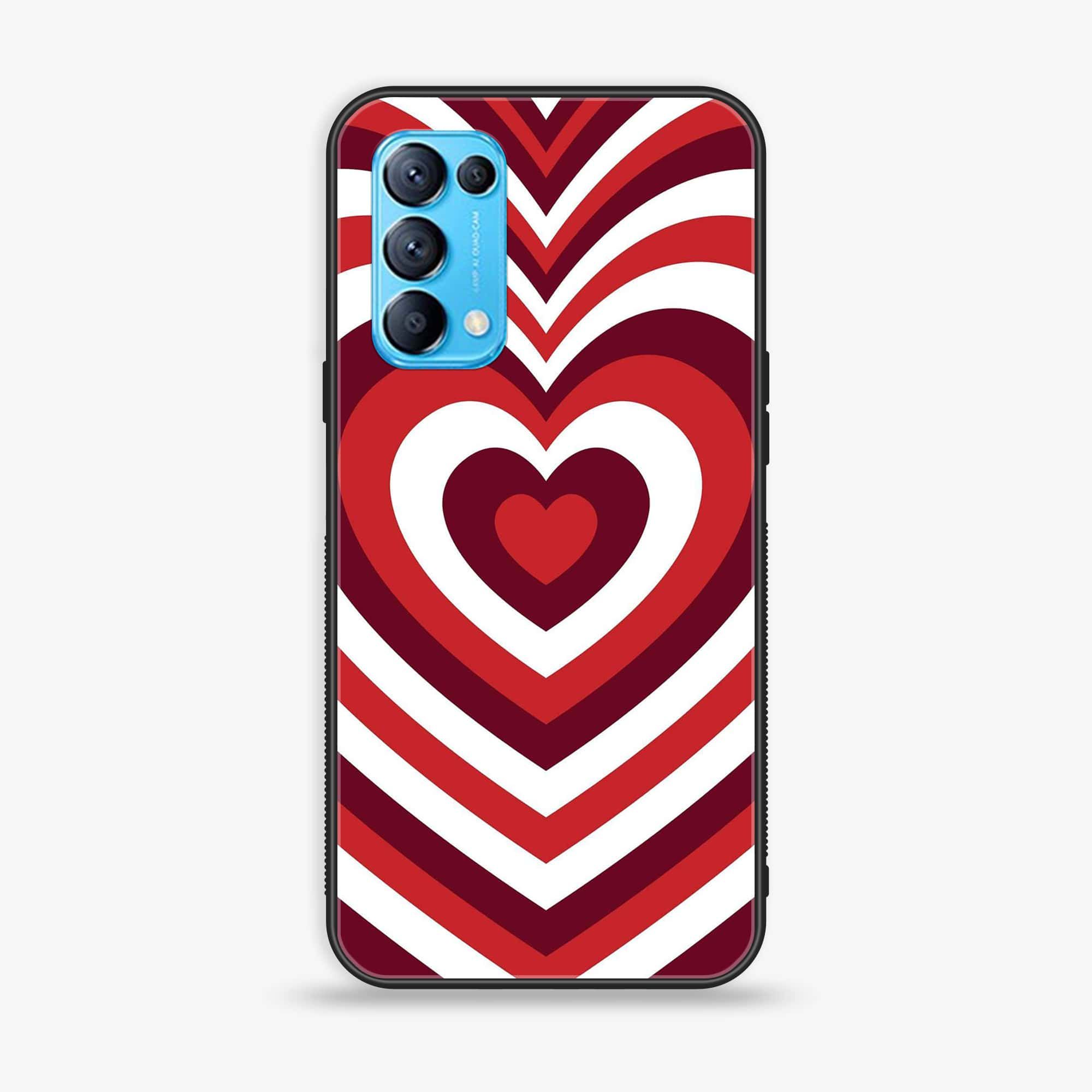 Oppo Reno 5 Heart Beat Series  Premium Printed Glass soft Bumper shock Proof Case