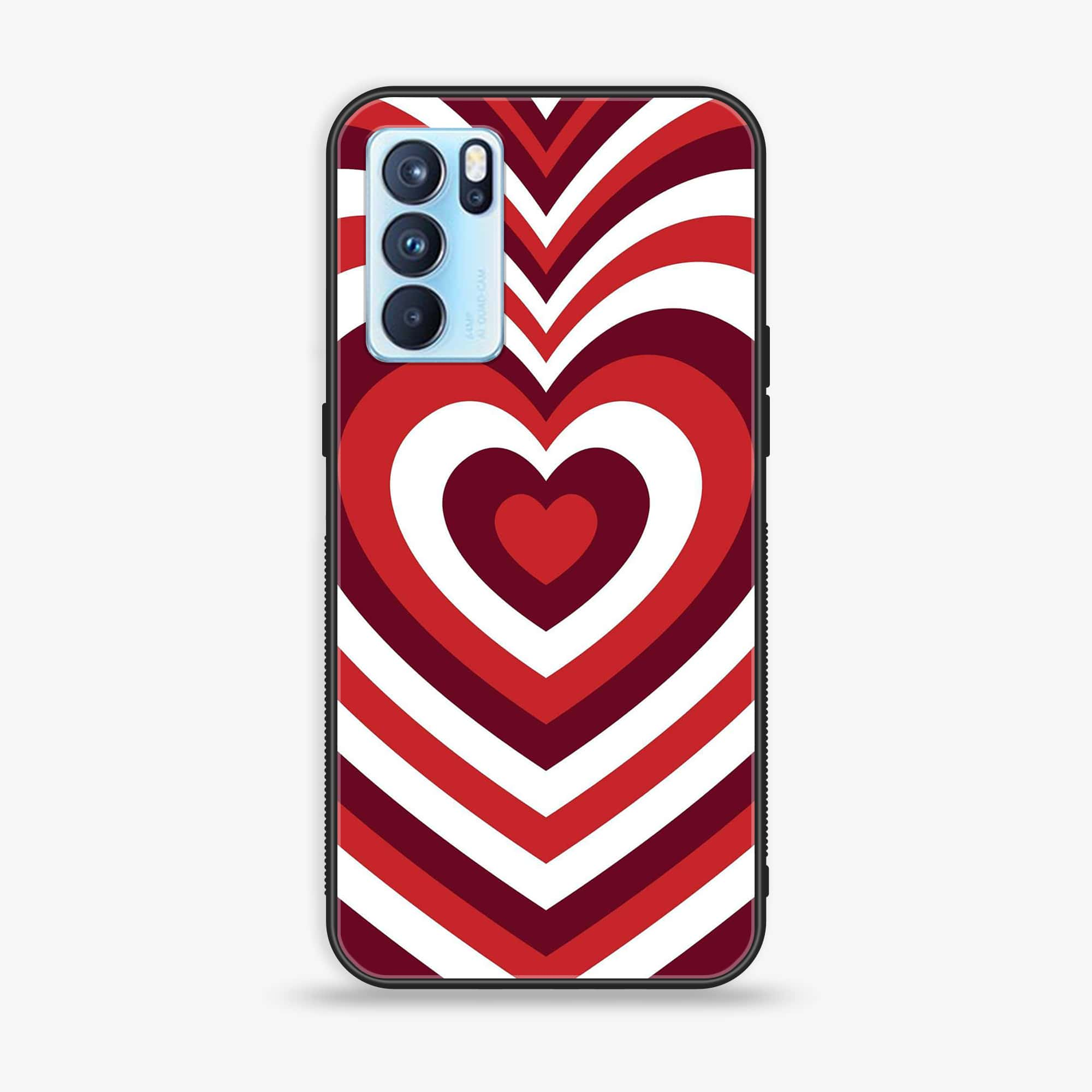 Oppo Reno 6 Pro Heart Beat Series Premium Printed Glass soft Bumper shock Proof Case