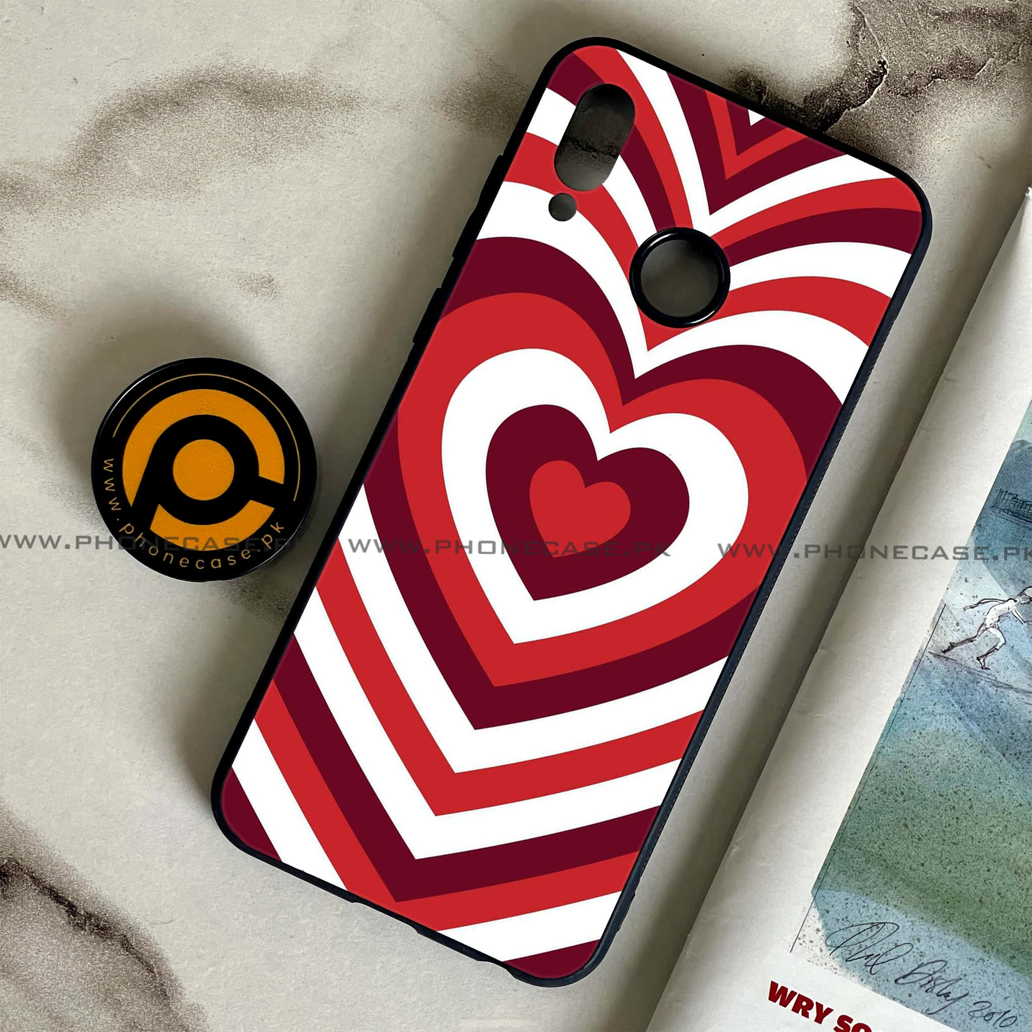 Huawei Honor Play - Heart Beat Series - Premium Printed Glass soft Bumper shock Proof Case