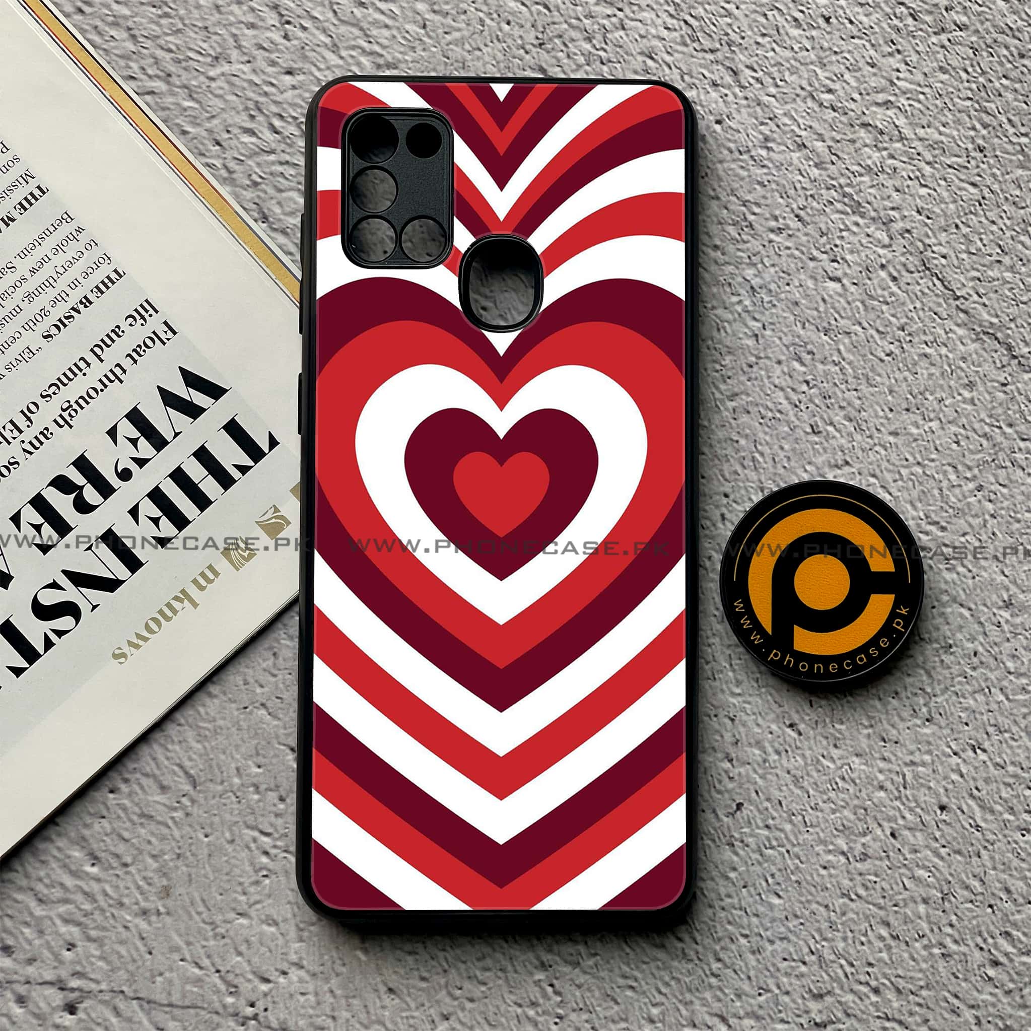 Samsung Galaxy A21s - Heart Beat Series - Premium Printed Glass soft Bumper shock Proof Case