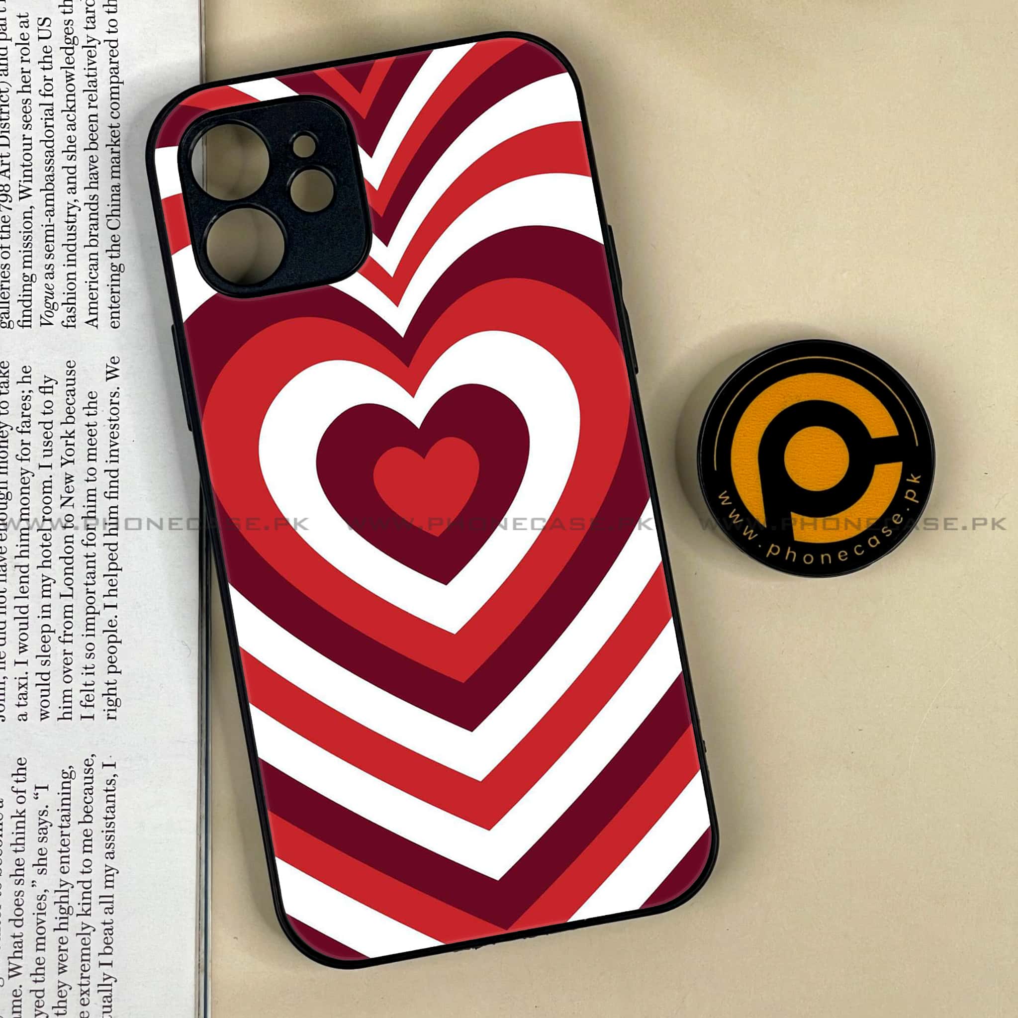iPhone 12 Heart Beat Series  Premium Printed Glass soft Bumper shock Proof Case