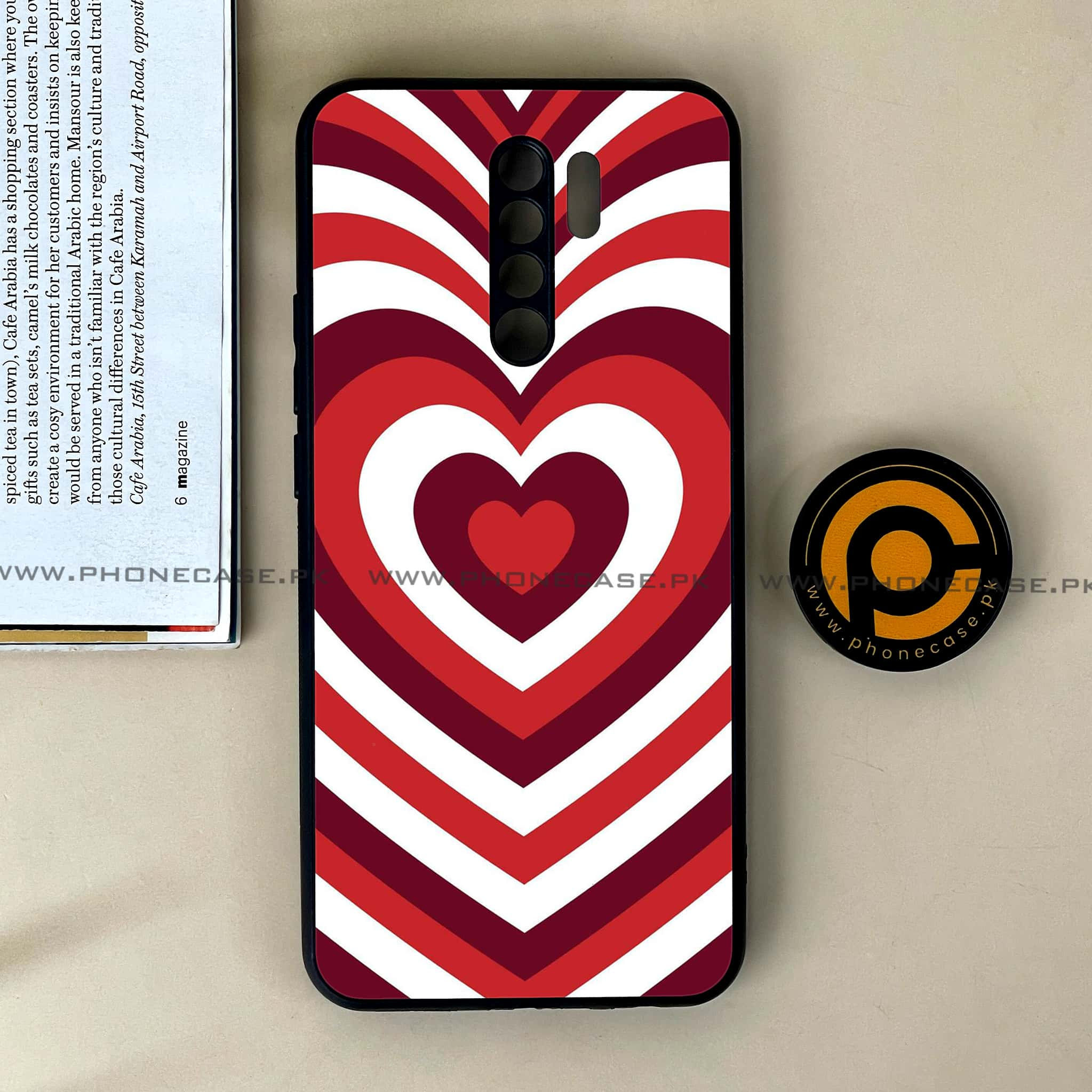 Xiaomi Redmi 9 - Heart Beat Series - Premium Printed Glass soft Bumper shock Proof Case