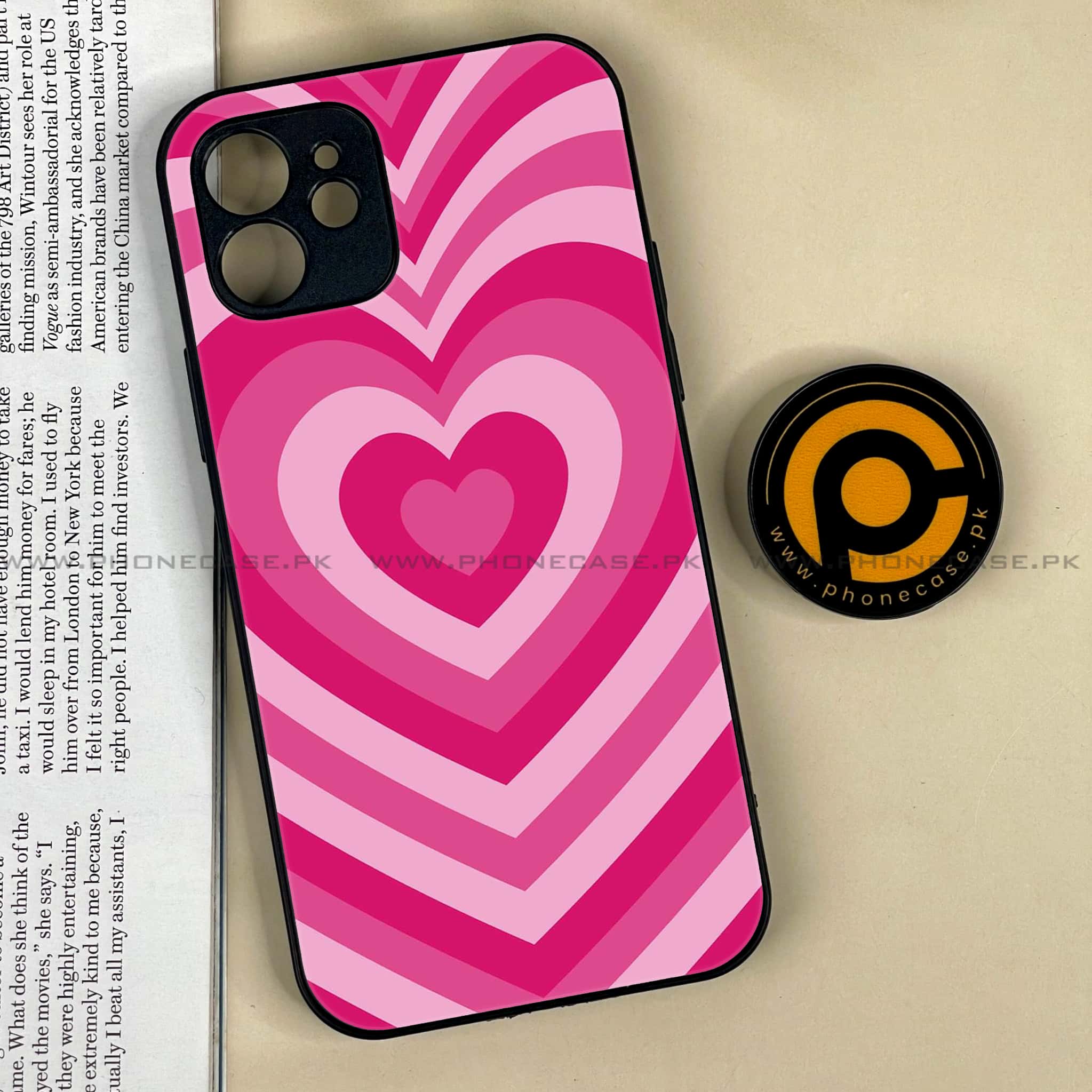 iPhone 12 Heart Beat Series  Premium Printed Glass soft Bumper shock Proof Case