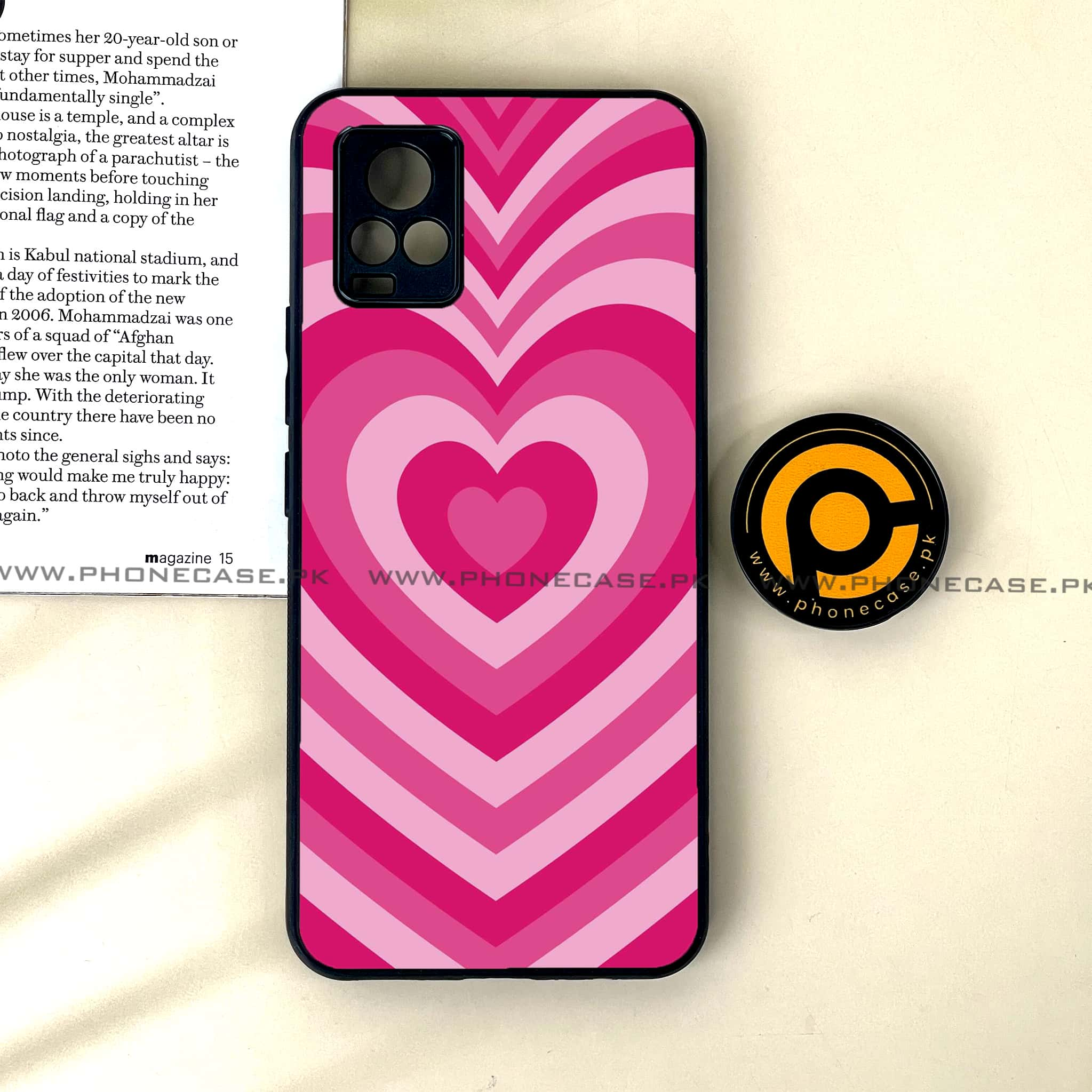 Vivo V20 - Heart Beat Series - Premium Printed Glass soft Bumper shock Proof Case