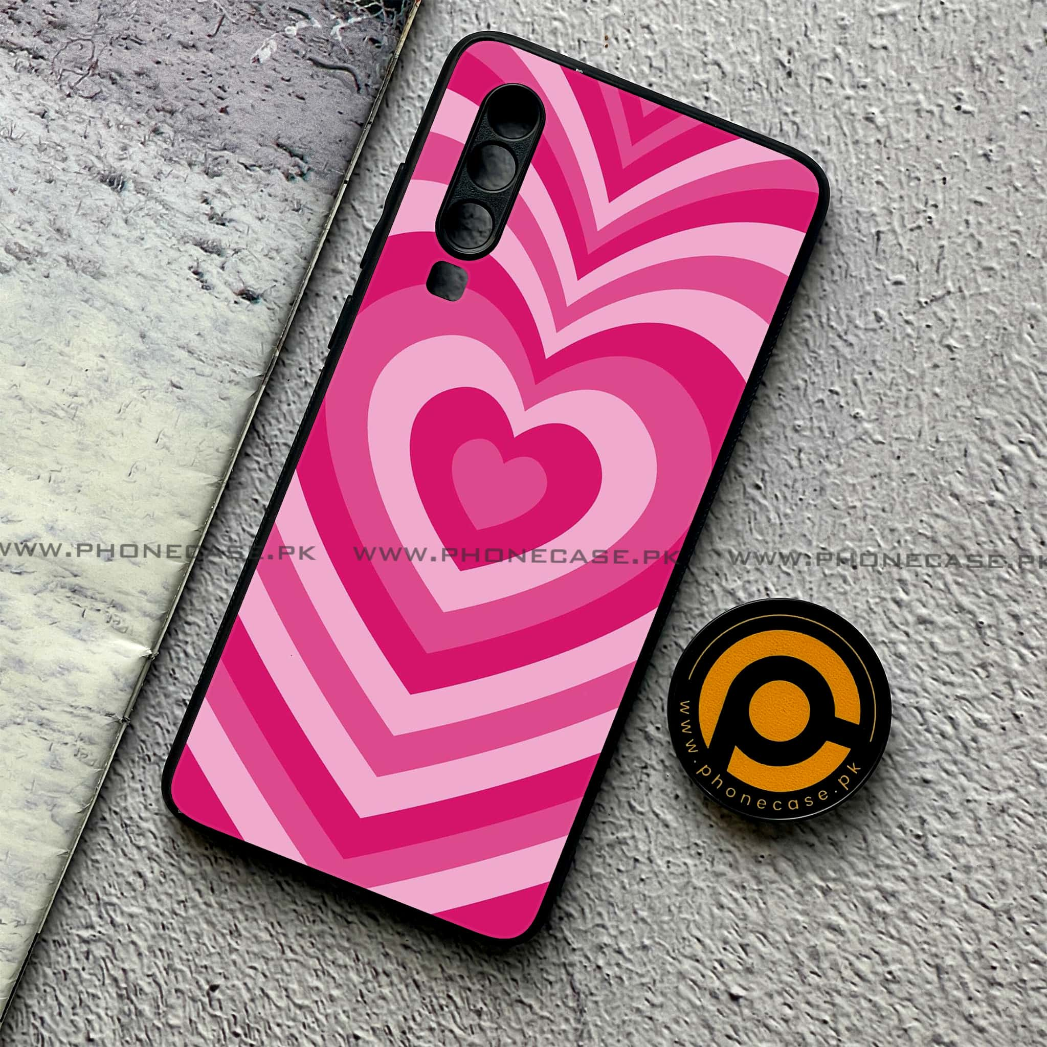 Huawei P30 - Heart Beat Series - Premium Printed Glass soft Bumper shock Proof Case