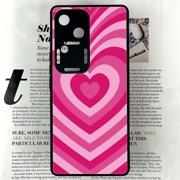 Vivo V30 - Heart Beat Design 6  - Premium Printed Glass soft Bumper shock Proof Case  CS-33981