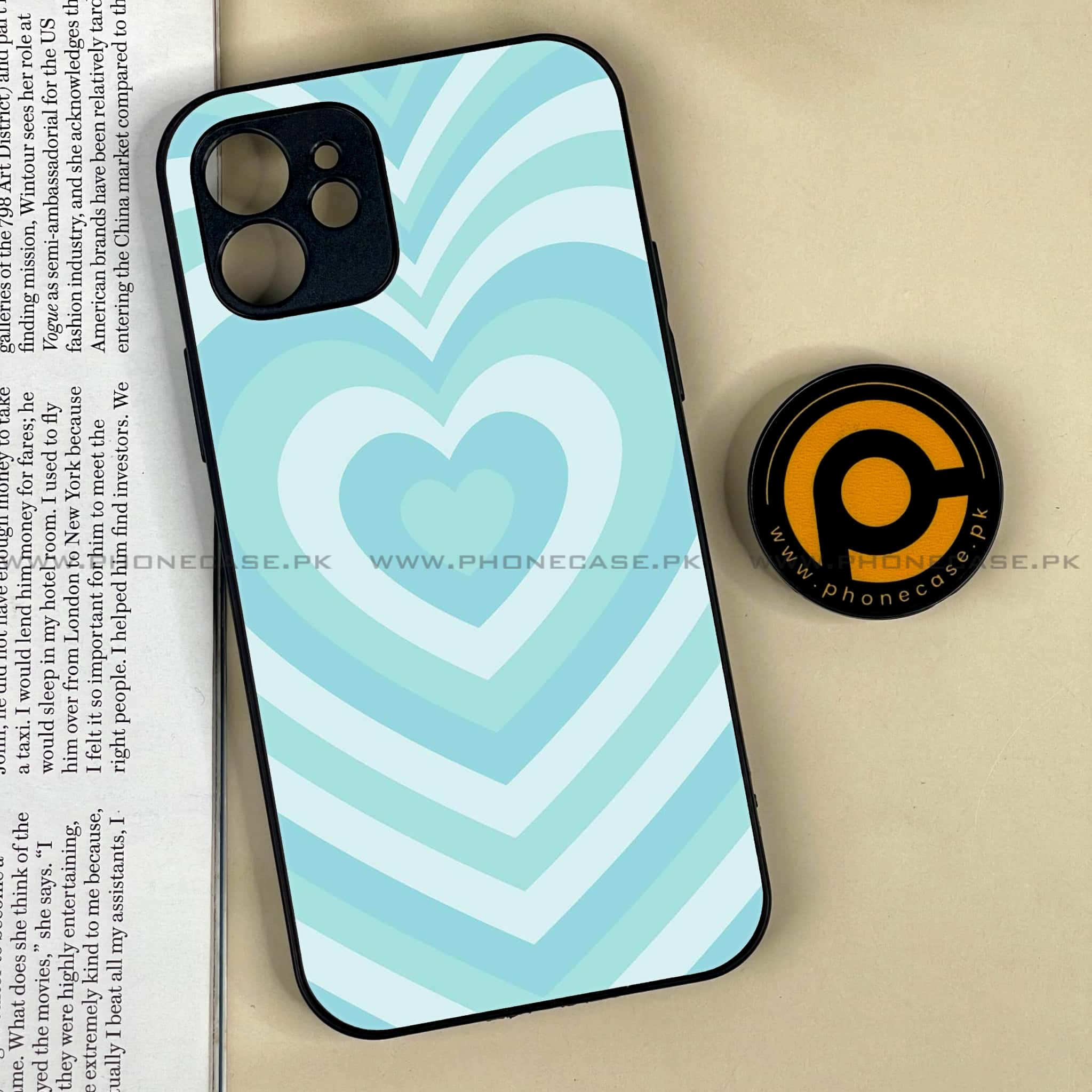 iPhone 12 Heart Beat Series  Premium Printed Glass soft Bumper shock Proof Case