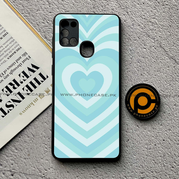 Samsung Galaxy A21s - Heart Beat Design 7 - Premium Printed Glass soft Bumper shock Proof Case CS-33937