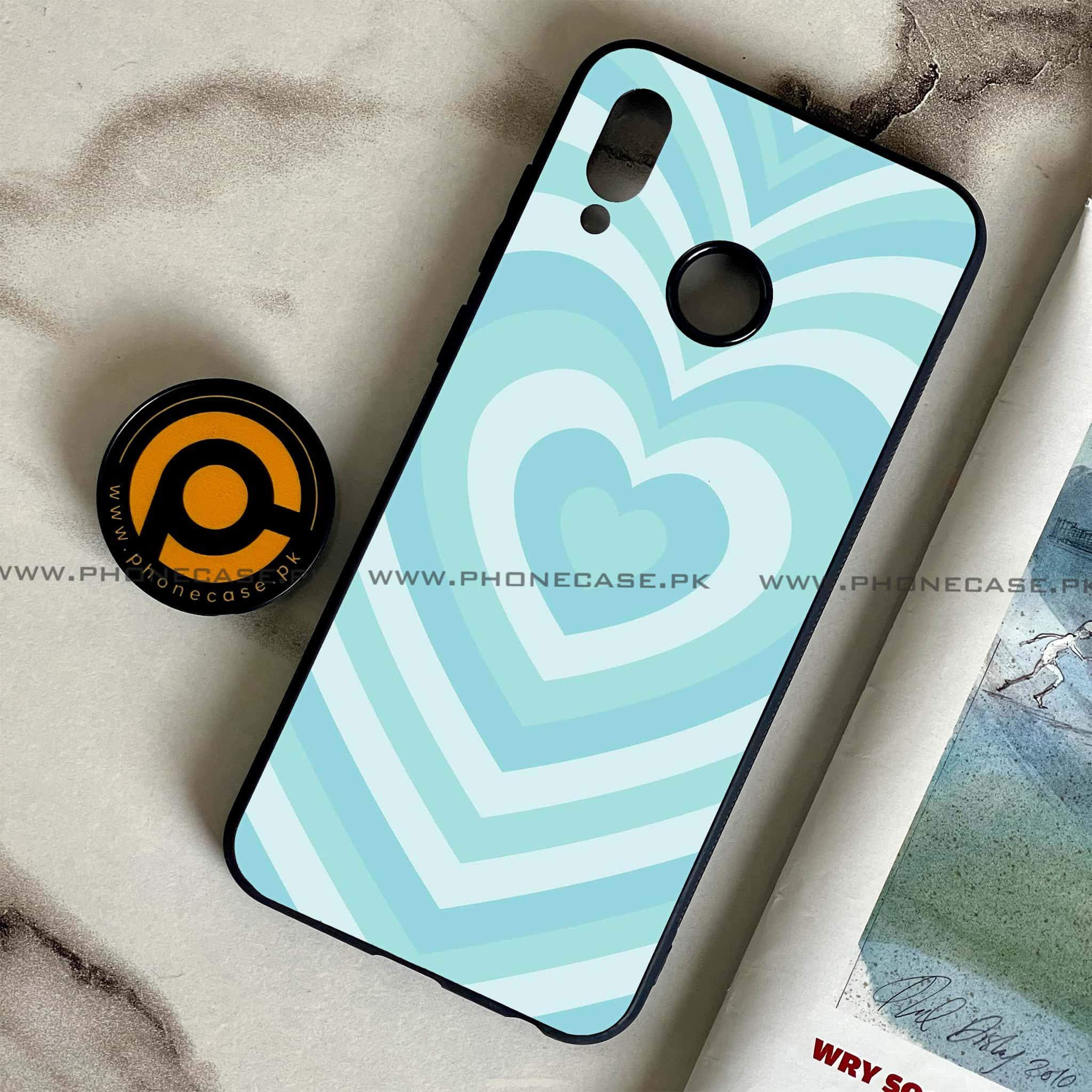 Huawei Honor Play - Heart Beat Series - Premium Printed Glass soft Bumper shock Proof Case