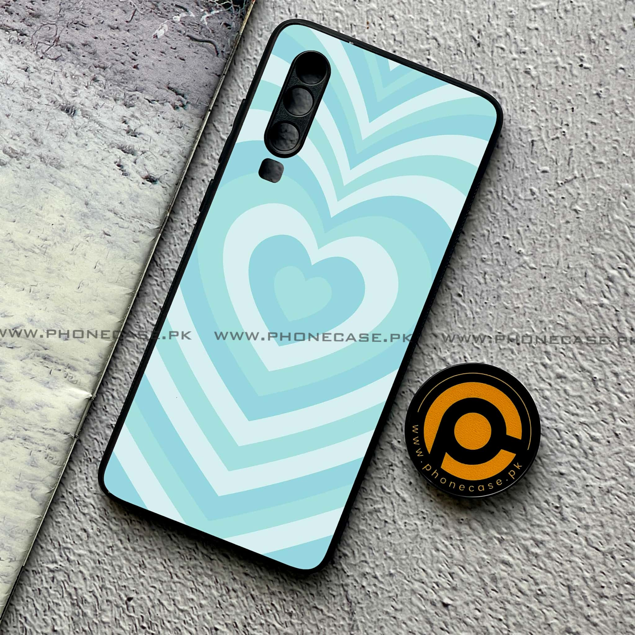 Huawei P30 - Heart Beat Series - Premium Printed Glass soft Bumper shock Proof Case