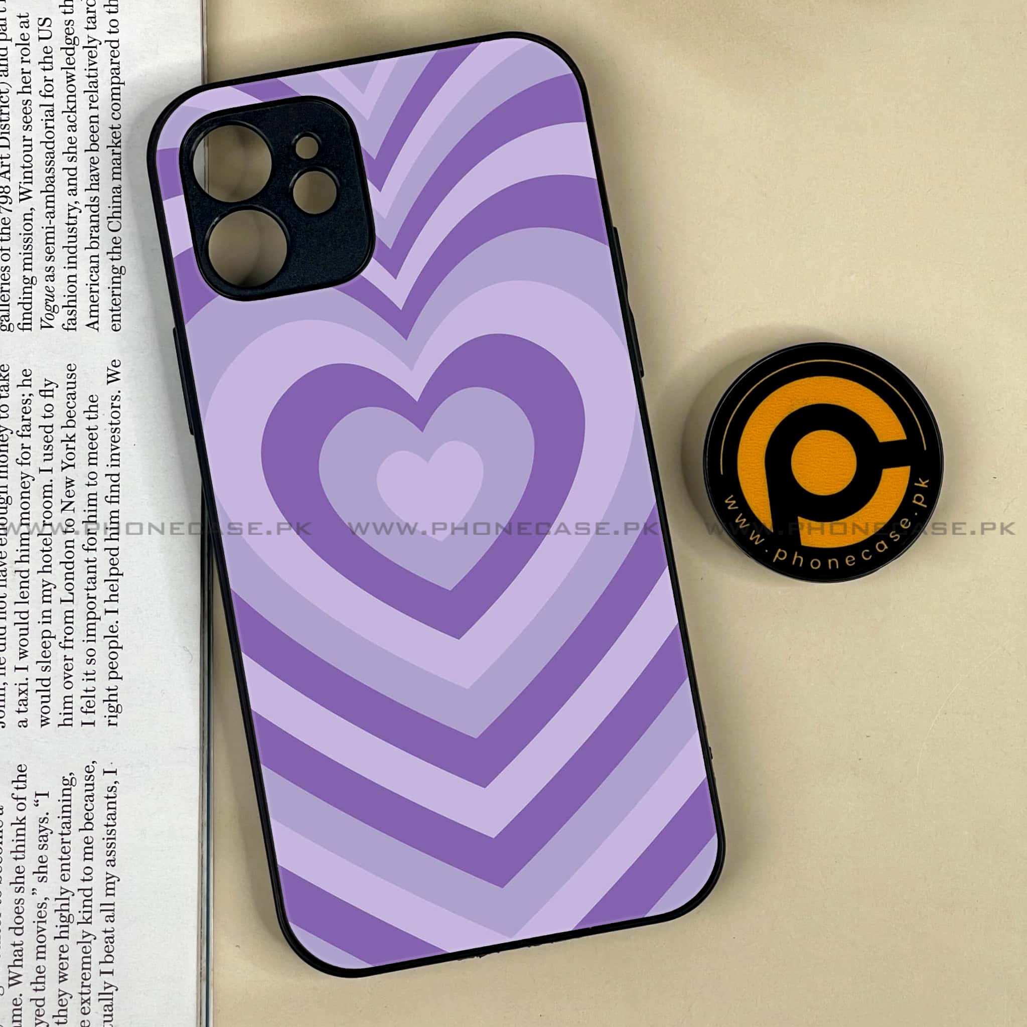 iPhone 12 Heart Beat Series  Premium Printed Glass soft Bumper shock Proof Case