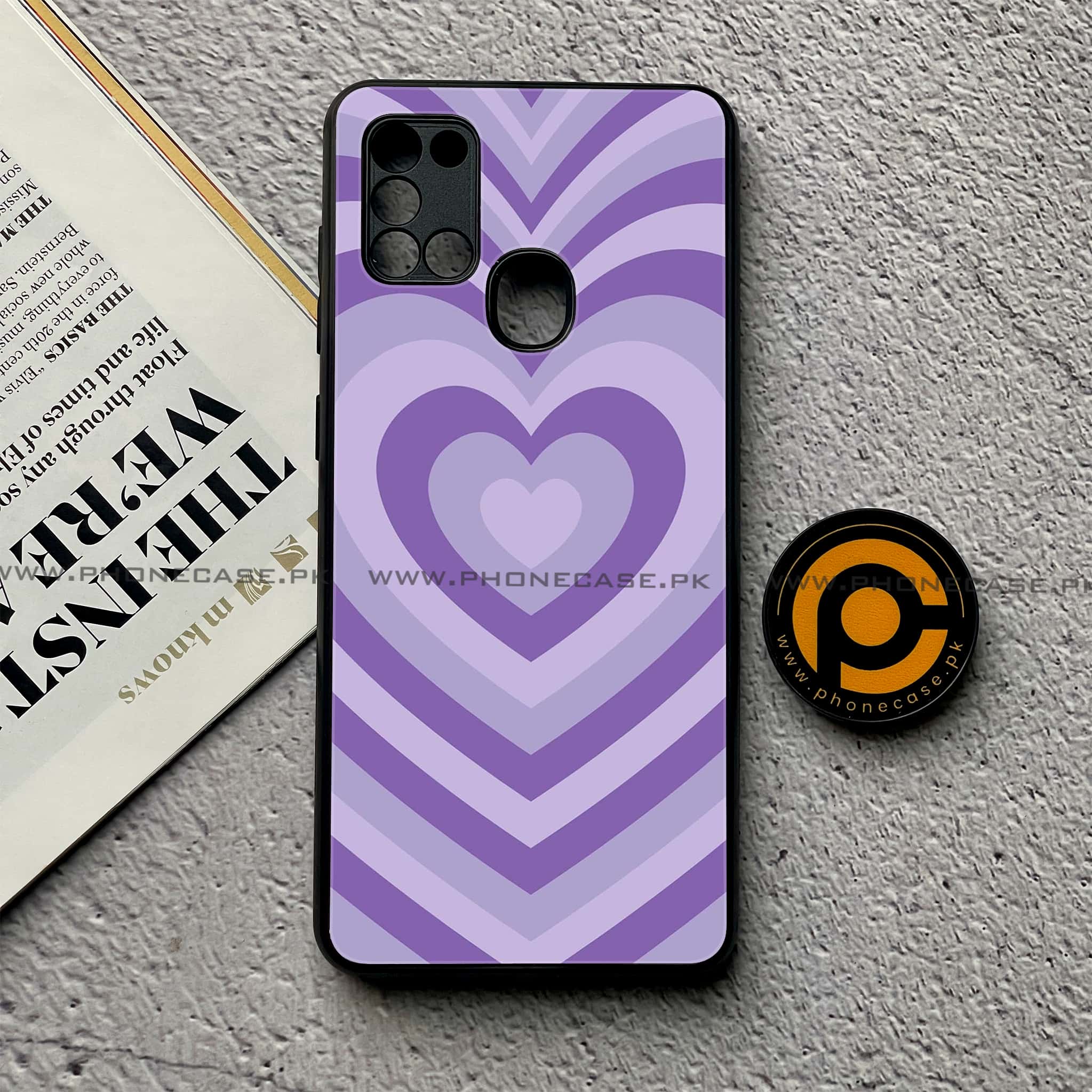 Samsung Galaxy A21s - Heart Beat Series - Premium Printed Glass soft Bumper shock Proof Case