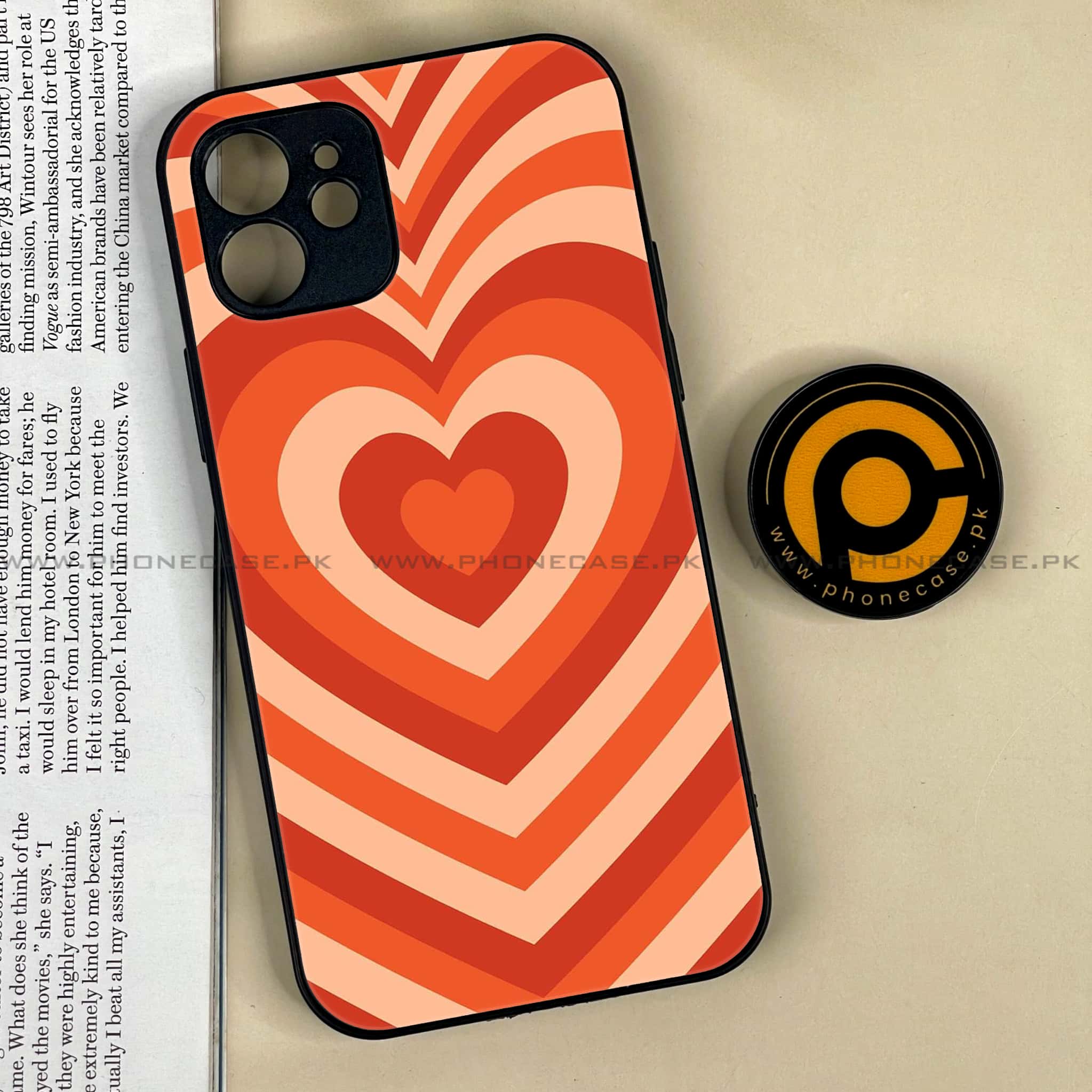 iPhone 12 Heart Beat Series  Premium Printed Glass soft Bumper shock Proof Case