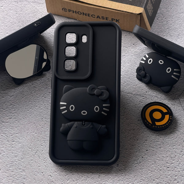 Infinix Hot 50 - 3D Cute Kitty Case with Built-In Mirror & Stand